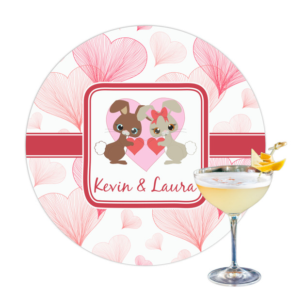 Custom Hearts & Bunnies Printed Drink Topper - 3.25" (Personalized)
