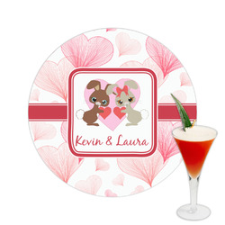 Hearts & Bunnies Printed Drink Topper -  2.5" (Personalized)