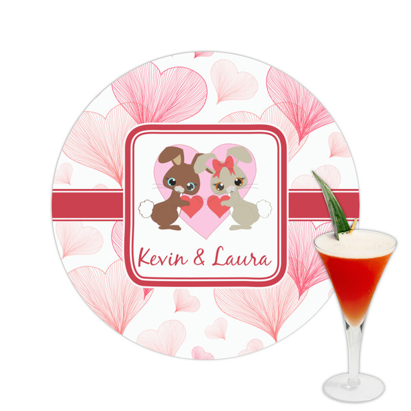 Custom Hearts & Bunnies Printed Drink Topper -  2.5" (Personalized)