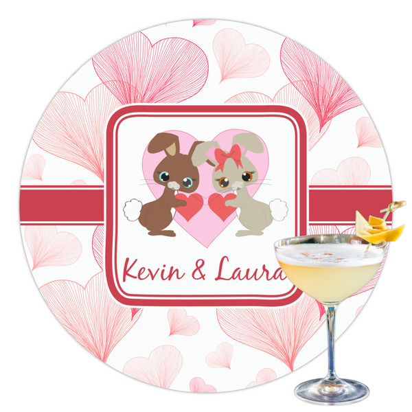Custom Hearts & Bunnies Printed Drink Topper - 3.5" (Personalized)