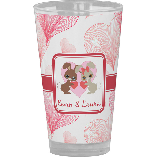 Custom Hearts & Bunnies Pint Glass - Full Color (Personalized)