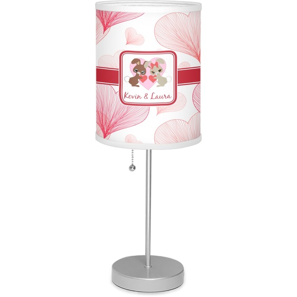 Custom Hearts & Bunnies 7" Drum Lamp with Shade Linen (Personalized)
