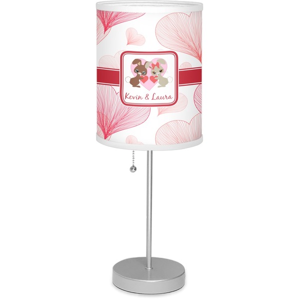 Custom Hearts & Bunnies Lamp with Drum Shade (Personalized)
