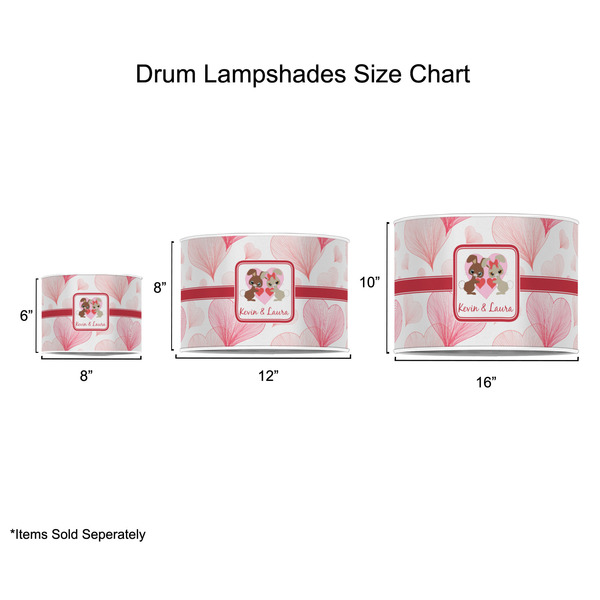 Hearts & Bunnies Drum Lampshades - Sizing Chart