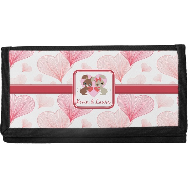 Custom Hearts & Bunnies Canvas Checkbook Cover (Personalized)