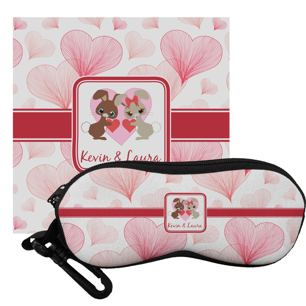 Custom Hearts & Bunnies Eyeglass Case & Cloth (Personalized)
