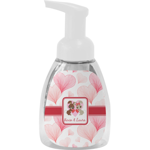 Custom Hearts & Bunnies Foam Soap Bottle - White (Personalized)