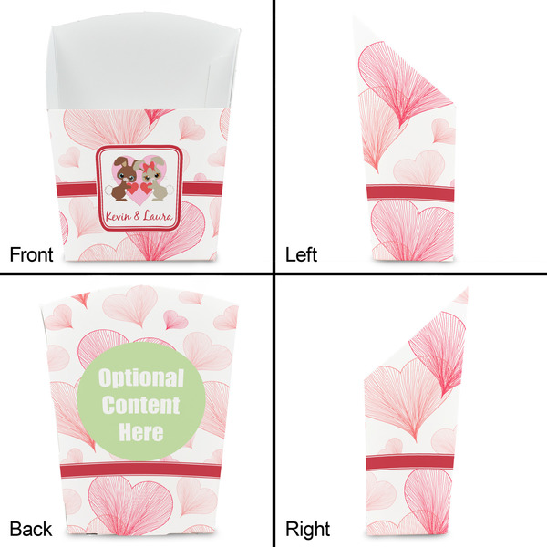 Hearts & Bunnies French Fry Favor Box - Front & Back View