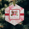 Hearts & Bunnies Frosted Glass Ornament - Hexagon (Lifestyle)