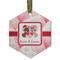 Hearts & Bunnies Frosted Glass Ornament - Hexagon