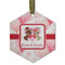 Hearts & Bunnies Flat Glass Ornament - Hexagon w/ Couple's Names