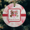 Hearts & Bunnies Frosted Glass Ornament - Round (Lifestyle)