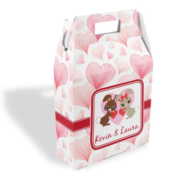 Custom Hearts & Bunnies Gable Favor Box (Personalized)
