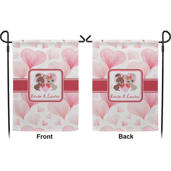 Hearts & Bunnies Garden Flag - Double Sided Front and Back