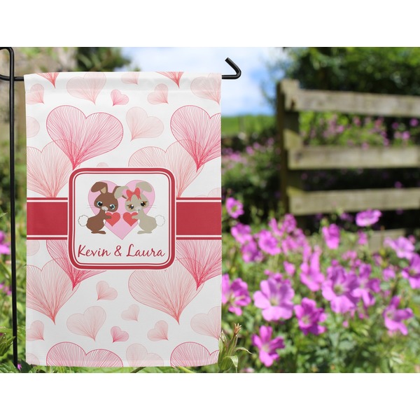 Hearts & Bunnies Garden Flag - Outside In Flowers