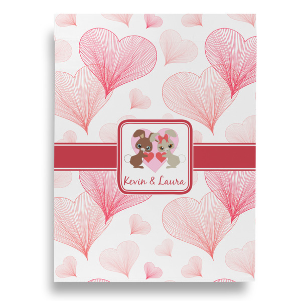 Hearts & Bunnies Garden Flags - Large - Double Sided - FRONT