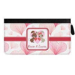 Hearts & Bunnies Genuine Leather Ladies Zippered Wallet (Personalized)
