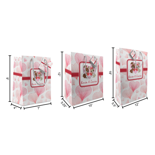 Hearts & Bunnies Gift Bags - All Sizes - Dimensions
