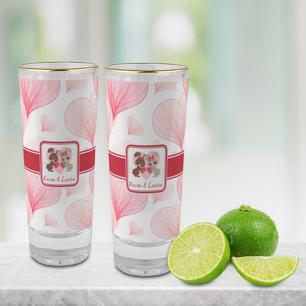 Hearts & Bunnies Glass Shot Glass - 2 oz - LIFESTYLE