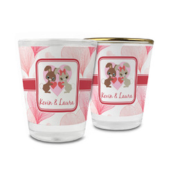 Hearts & Bunnies Glass Shot Glass - 1.5 oz (Personalized)