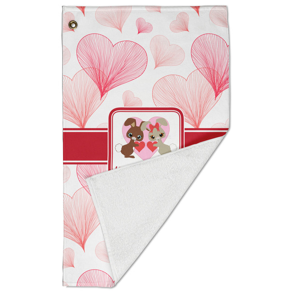 Hearts & Bunnies Golf Towel - Folded (Large)