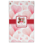 Hearts & Bunnies Golf Towel - Poly-Cotton Blend w/ Couple's Names