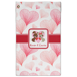 Hearts & Bunnies Golf Towel - Poly-Cotton Blend - Large w/ Couple's Names