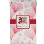 Hearts & Bunnies Golf Towel - Poly-Cotton Blend - Small w/ Couple's Names