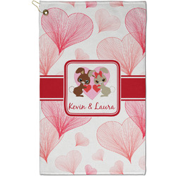 Hearts & Bunnies Golf Towel - Poly-Cotton Blend - Small w/ Couple's Names