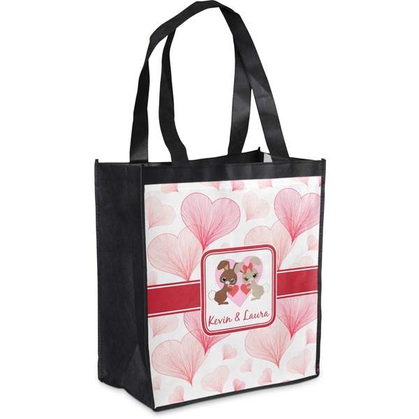 Custom Hearts & Bunnies Grocery Bag (Personalized)
