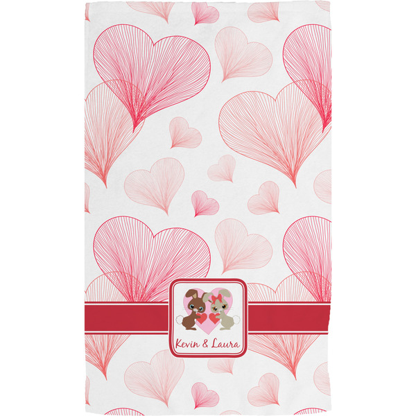 Hearts & Bunnies Hand Towel (Personalized) Full
