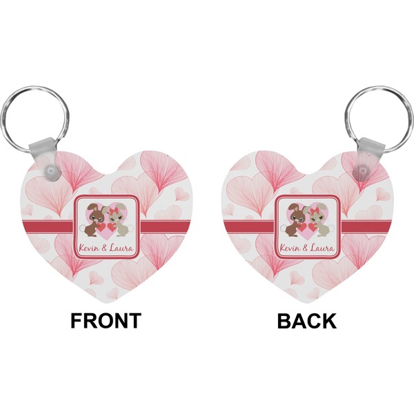 Hearts & Bunnies Heart Keychain (Front + Back)