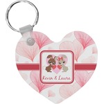 Hearts & Bunnies Heart Plastic Keychain w/ Couple's Names