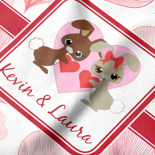 Hearts & Bunnies Hooded Baby Towel- Detail Close Up