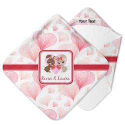 Hearts & Bunnies Hooded Baby Towel (Personalized)