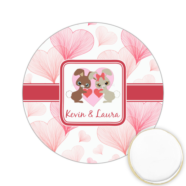 Custom Hearts & Bunnies Printed Cookie Topper - 2.15" (Personalized)