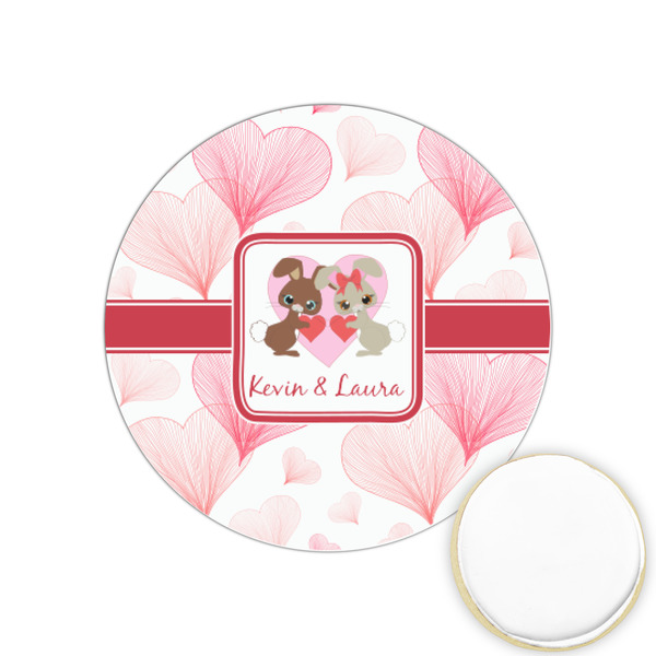 Custom Hearts & Bunnies Printed Cookie Topper - 1.25" (Personalized)