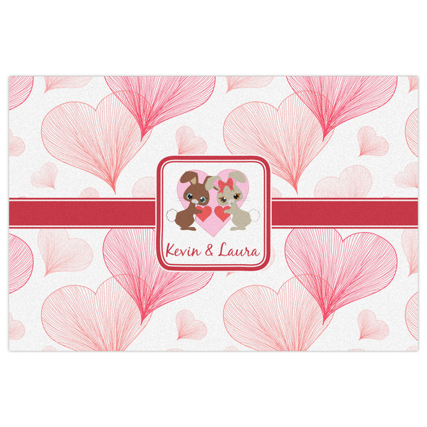 Hearts & Bunnies Indoor / Outdoor Rug - 4'x6' - Front Flat