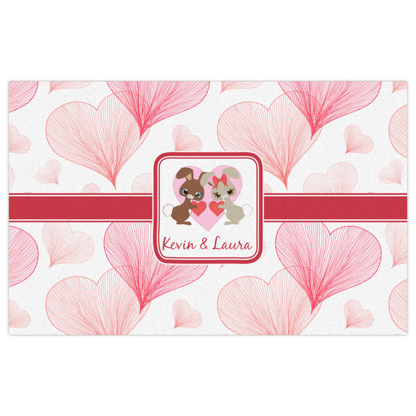 Hearts & Bunnies Indoor / Outdoor Rug - 5'x8' - Front Flat