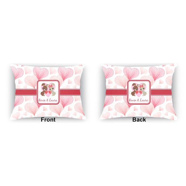 Hearts & Bunnies  Indoor Rectangular Burlap Pillow (Front and Back)