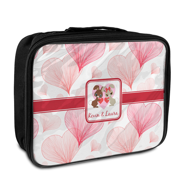 Custom Hearts & Bunnies Insulated Lunch Bag (Personalized)