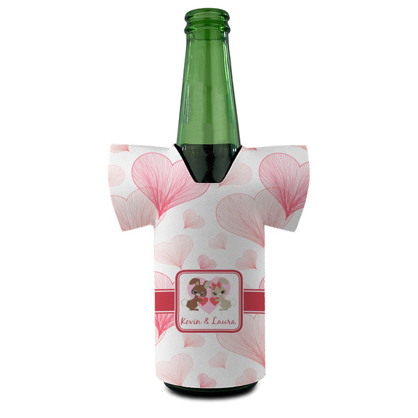 Hearts & Bunnies Jersey Bottle Cooler - Set of 4 - FRONT (on bottle)