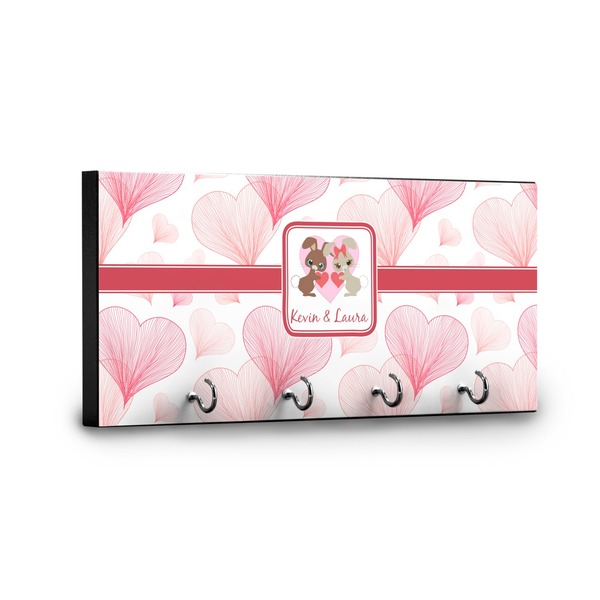 Hearts & Bunnies Key Hanger - Front View with Hooks