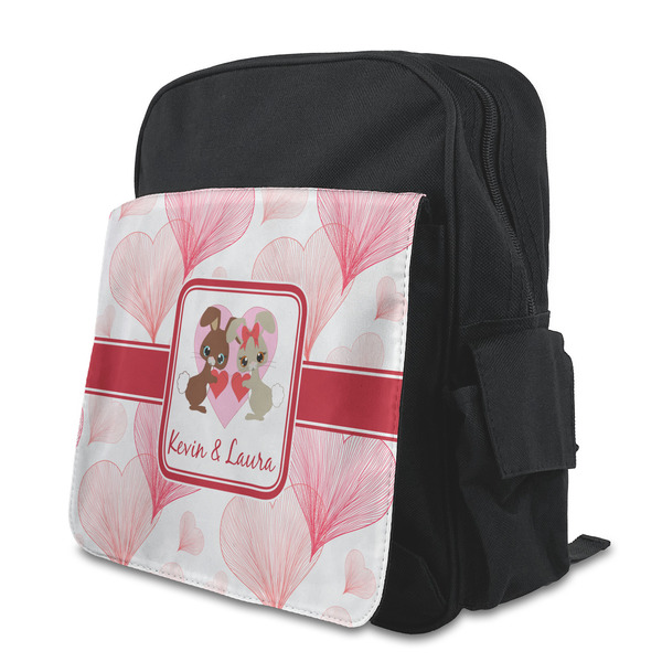 Custom Hearts & Bunnies Preschool Backpack (Personalized)