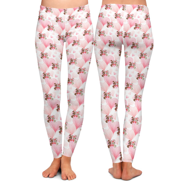 Hearts & Bunnies Ladies Leggings - Front and Back