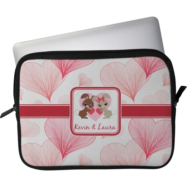 Custom Hearts & Bunnies Laptop Sleeve / Case - 13" (Personalized)