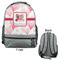 Hearts & Bunnies Large Backpack - Gray - Front & Back View