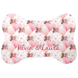 Hearts & Bunnies Bone Shaped Dog Food Mat (Personalized)