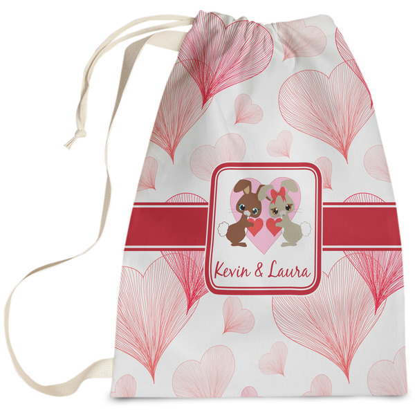 Custom Hearts & Bunnies Laundry Bag - Large (Personalized)