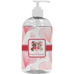 Hearts & Bunnies Plastic Soap / Lotion Dispenser (16 oz - Large - White) (Personalized)